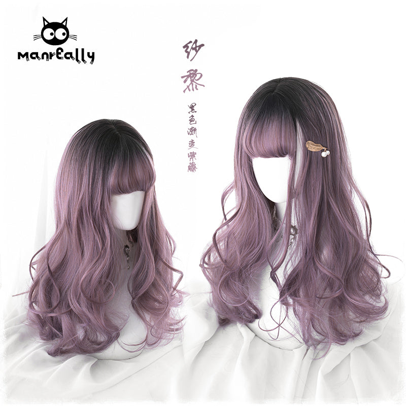 Lolita Black-Purple Gradient Long Curly Wig