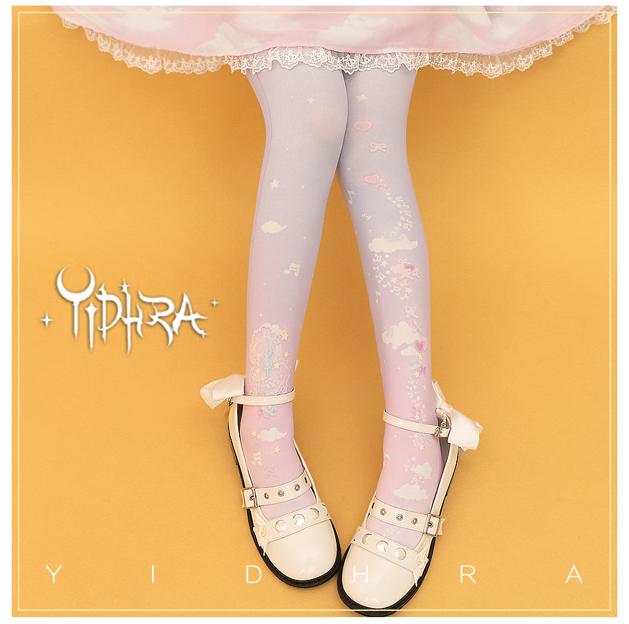 The Moon's Scattered Clouds Compose Music Tights By Yidhra