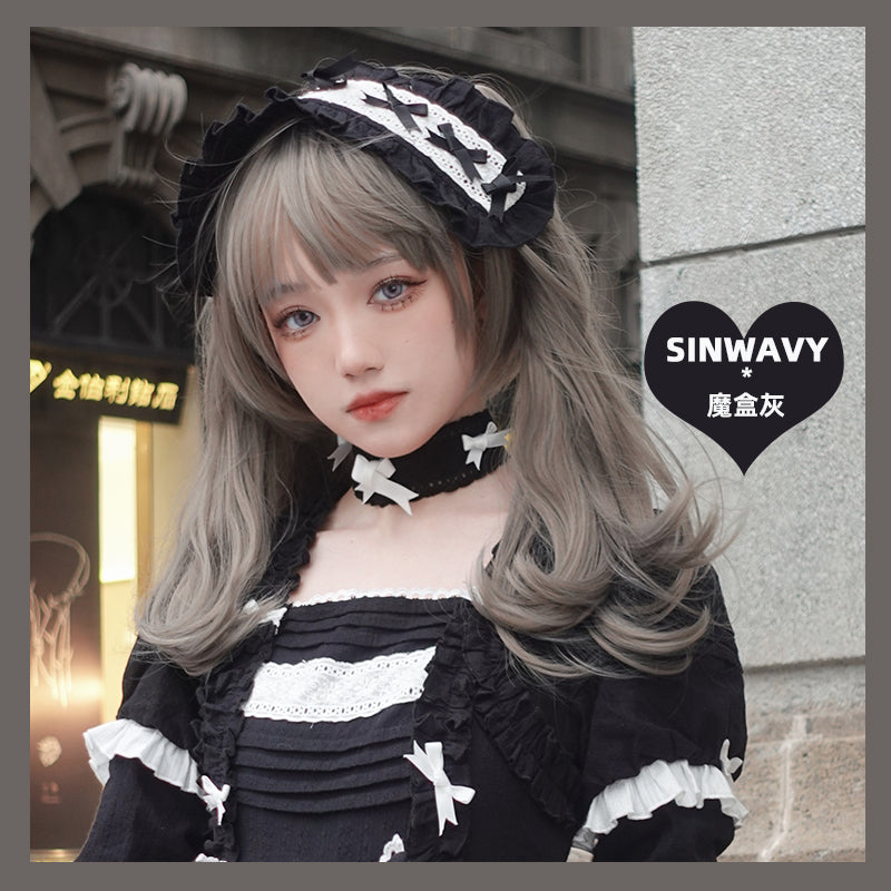 4 Options Flax Gray Short Wig with Removable Ponytails Wig