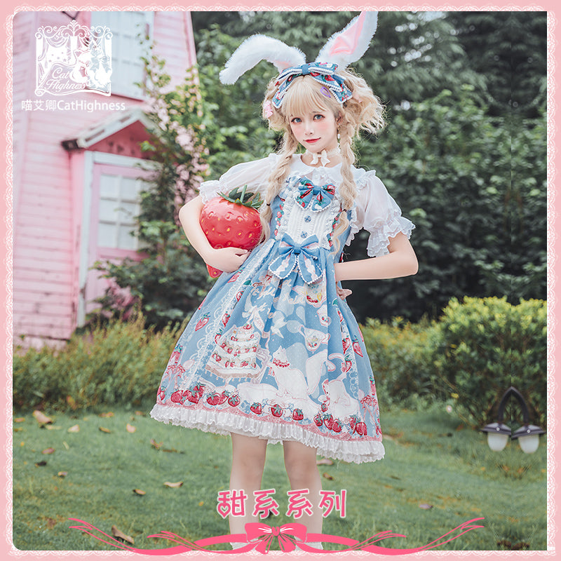 JSK ♥Ready to Ship♥Strawberry Cat♥ Sweet Lolita JSK Dress