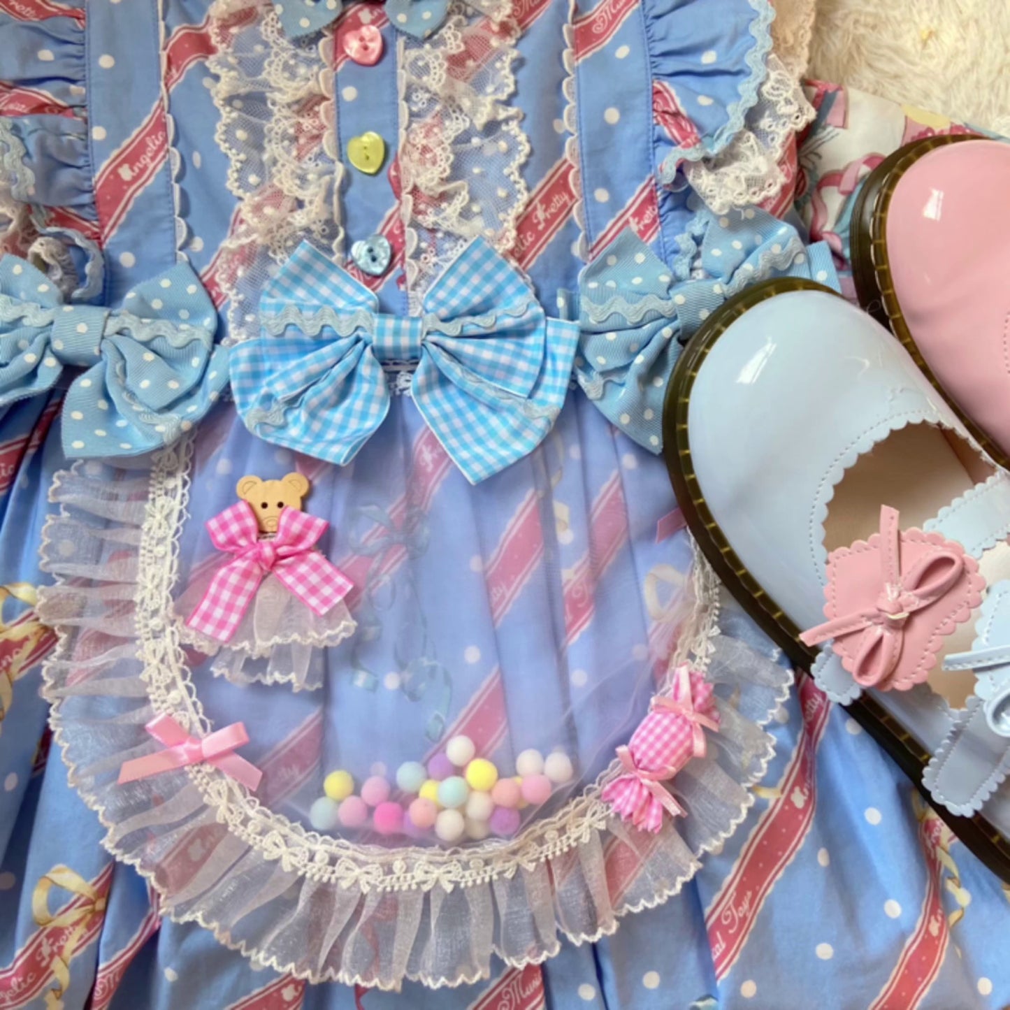 Handmade Sweet Transparent Apron With Bear Decoration