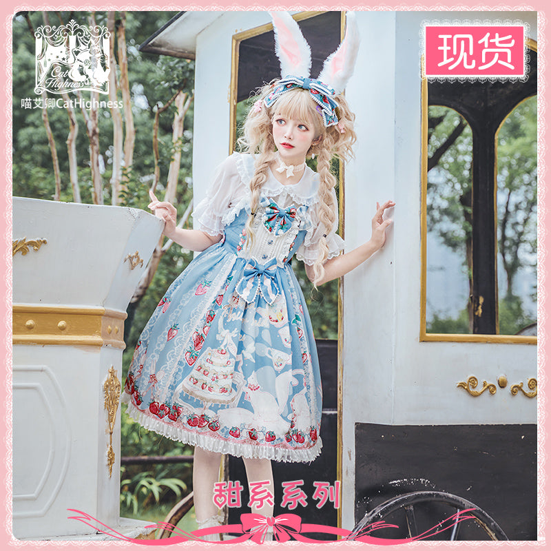 JSK ♥Ready to Ship♥Strawberry Cat♥ Sweet Lolita JSK Dress