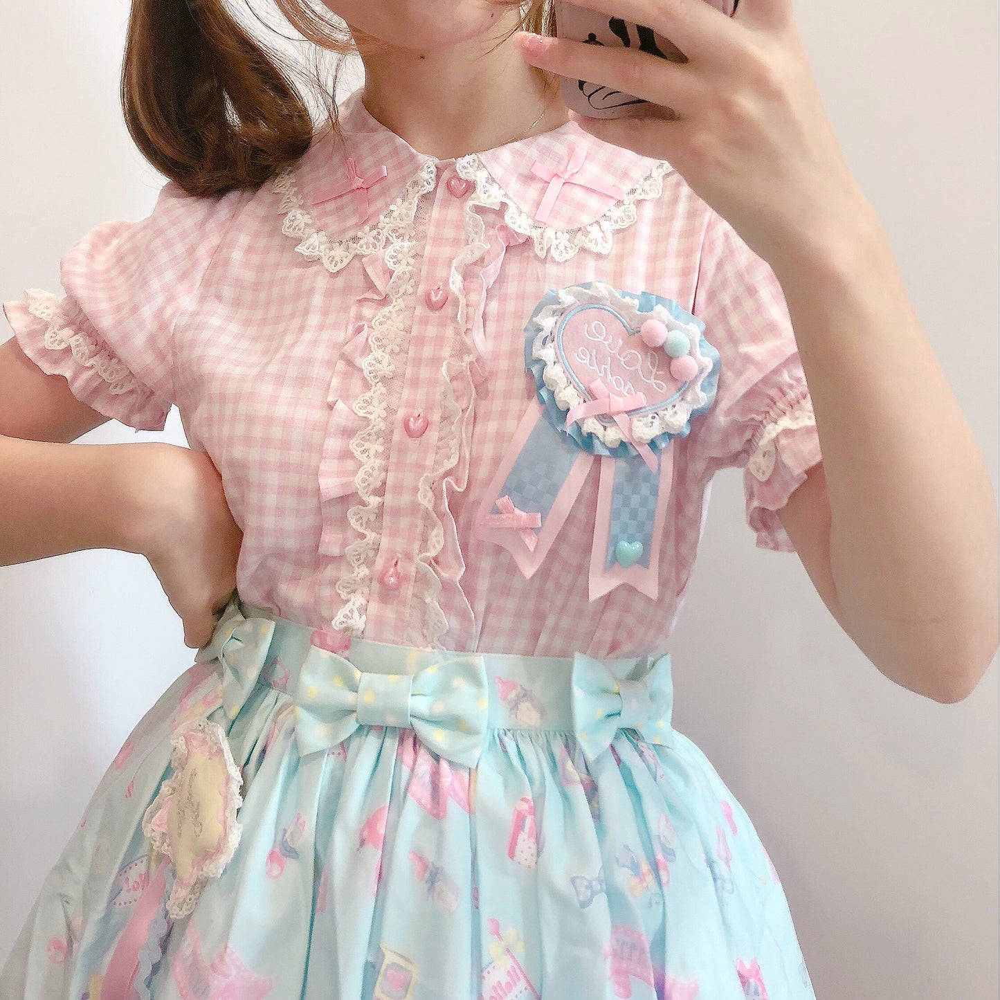 Short Sleeve Plaid Blouse by Daydream