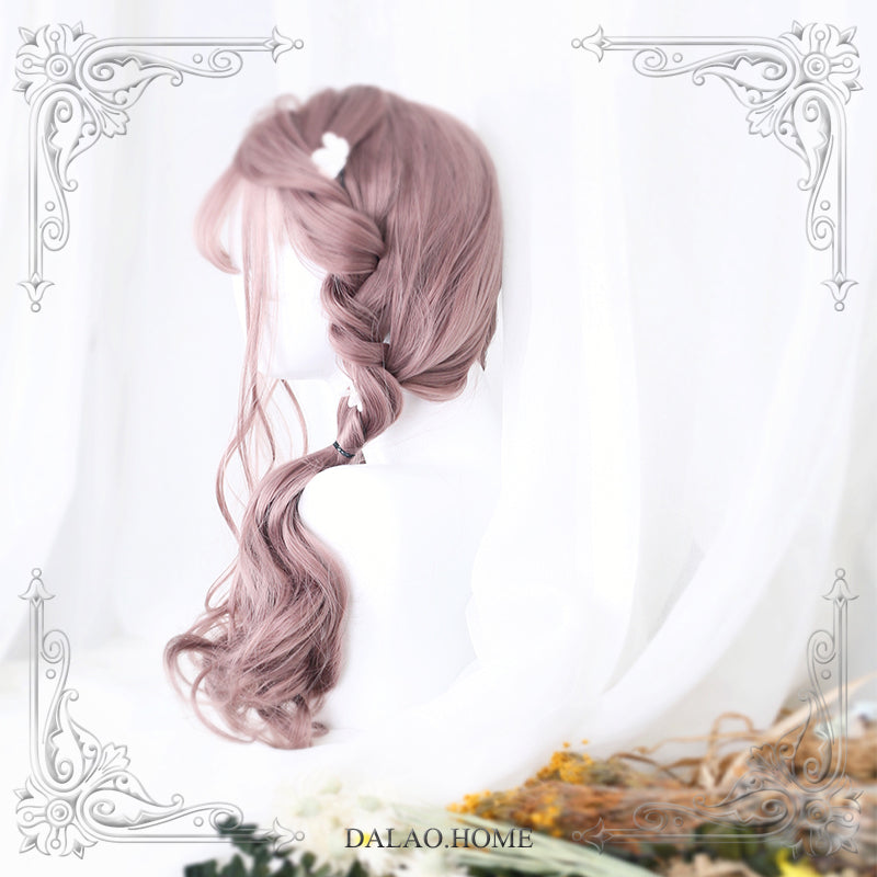 Dolles Gray-Pink Air Bangs Long Curly Lolita Wig
