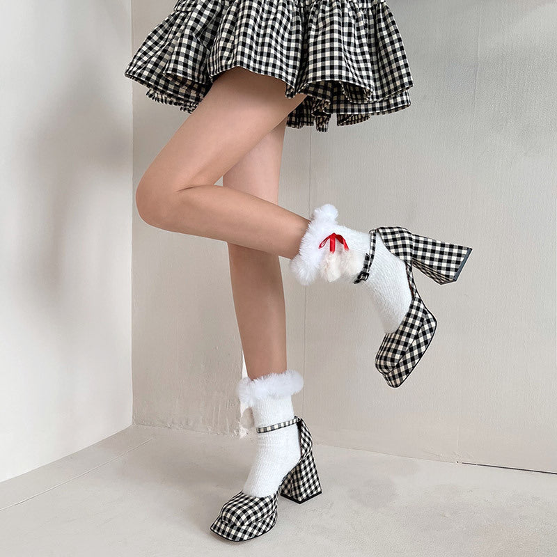 Merry Christmas Lolita Stockings With Small Pom Poms