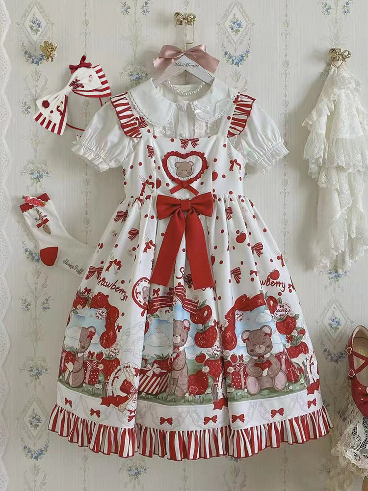 OP & Apron Set♥ Ready to Ship ♥Strawberry Mannor♥Sweet Lolita Dress