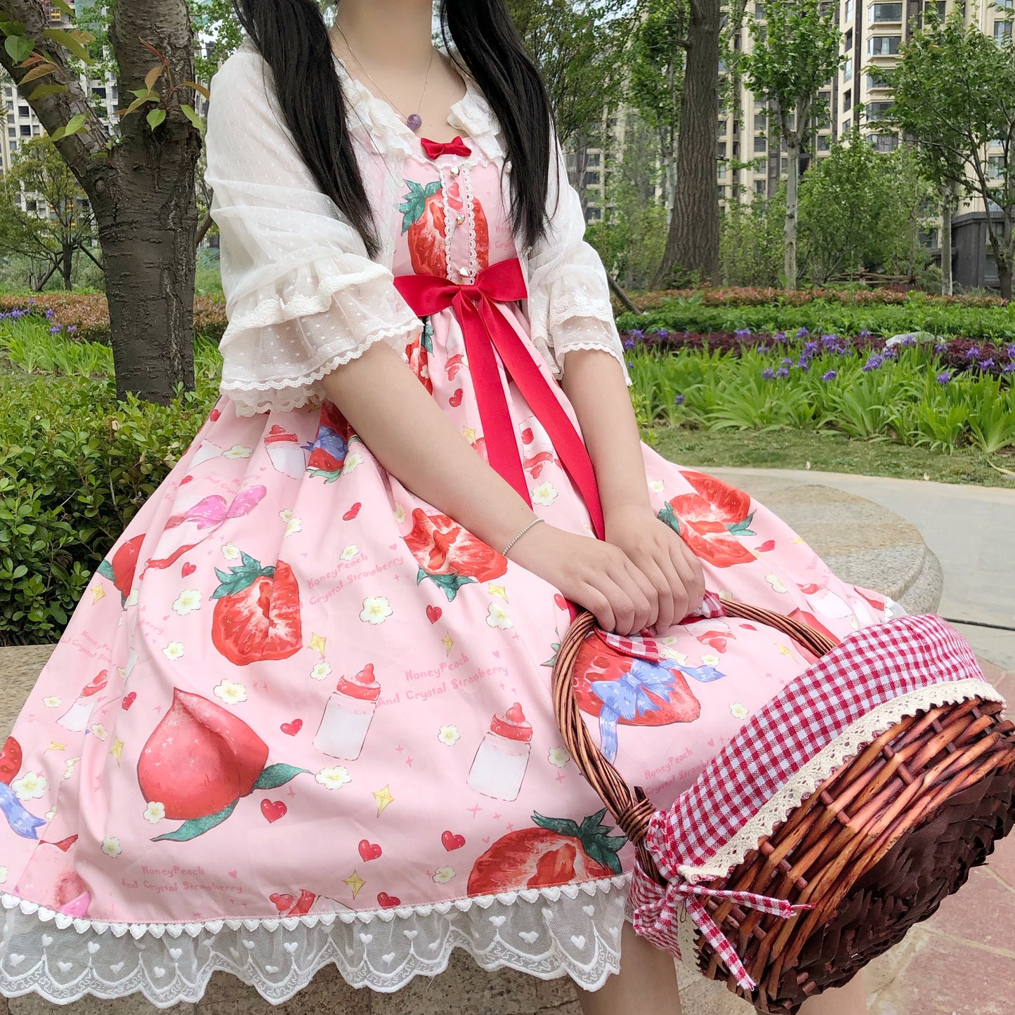 JSK♥ Ready to Ship♥Strawberry Peach♥ Sweet Lolita Dress JSK