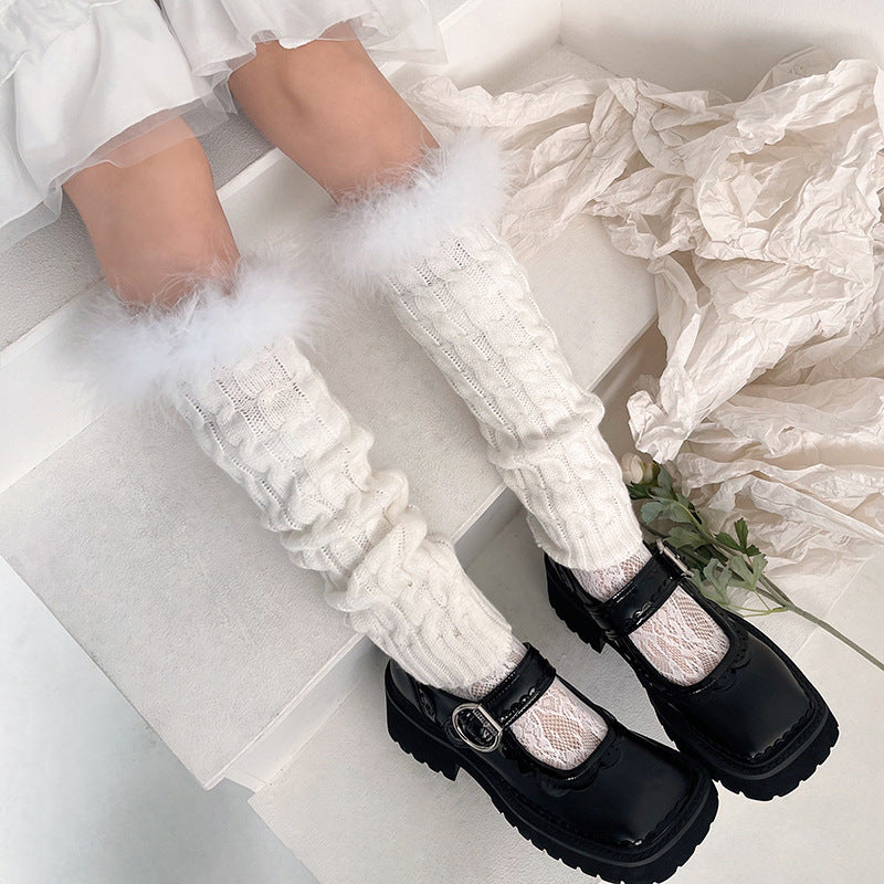 Furry Knit Leg Warmers