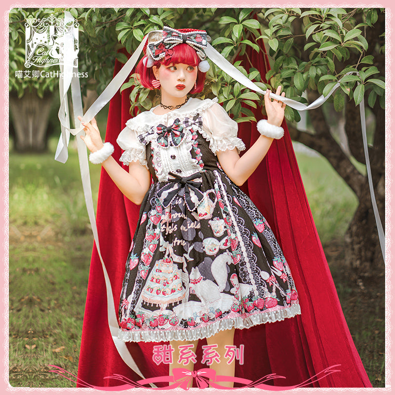JSK ♥Ready to Ship♥Strawberry Cat♥ Sweet Lolita JSK Dress