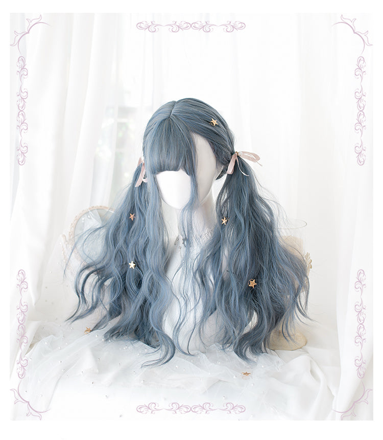 Dusty Blue Lolita Harajuku Long Curly Wig