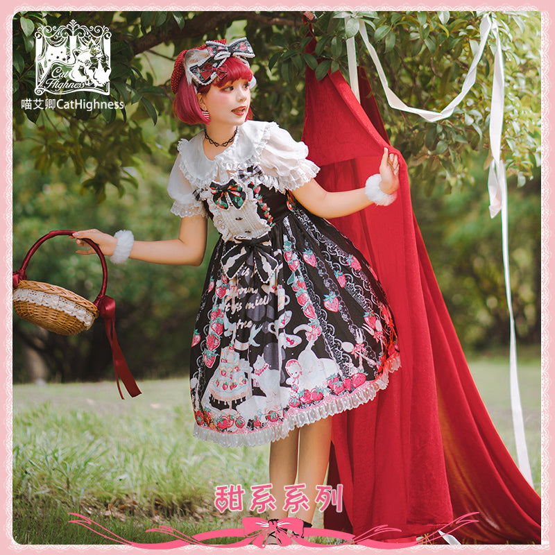 JSK ♥Ready to Ship♥Strawberry Cat♥ Sweet Lolita JSK Dress