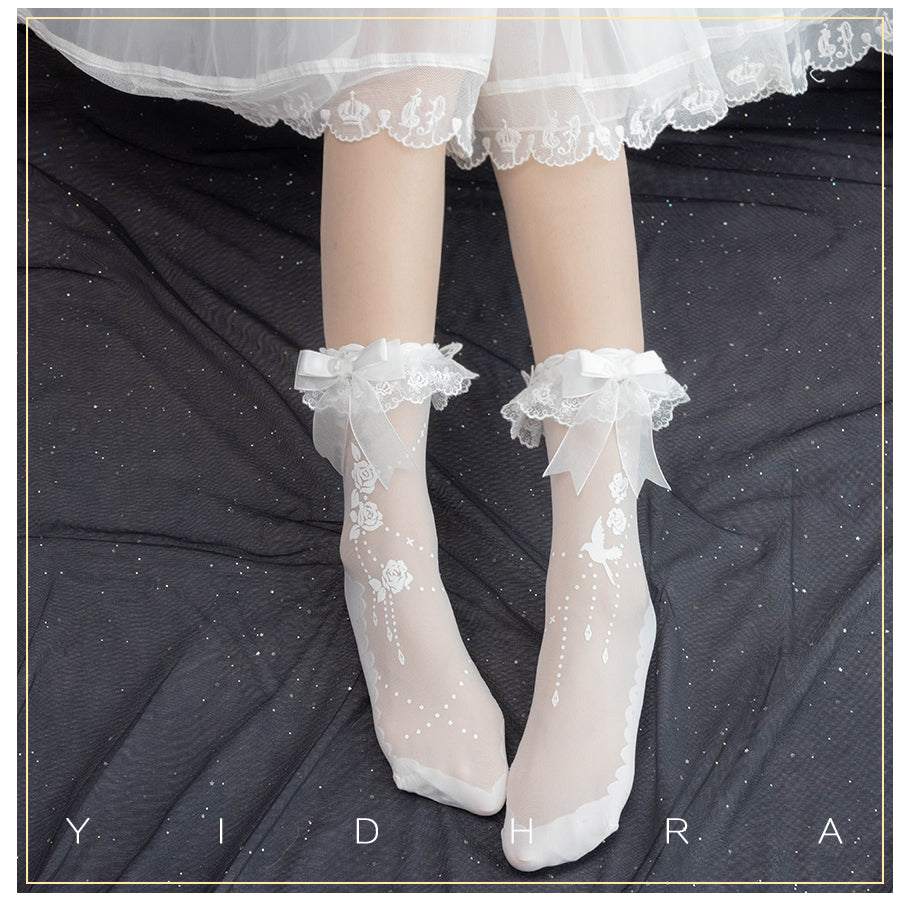 Nightingale And Rose Lolita Short Socks By Yidhra