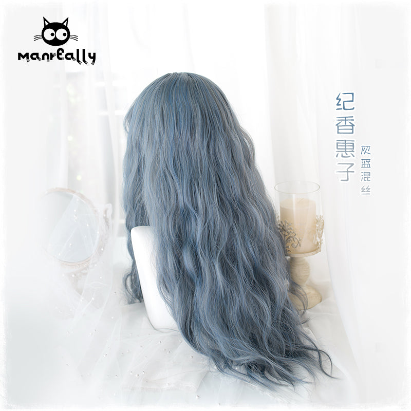 Dusty Blue Lolita Harajuku Long Curly Wig