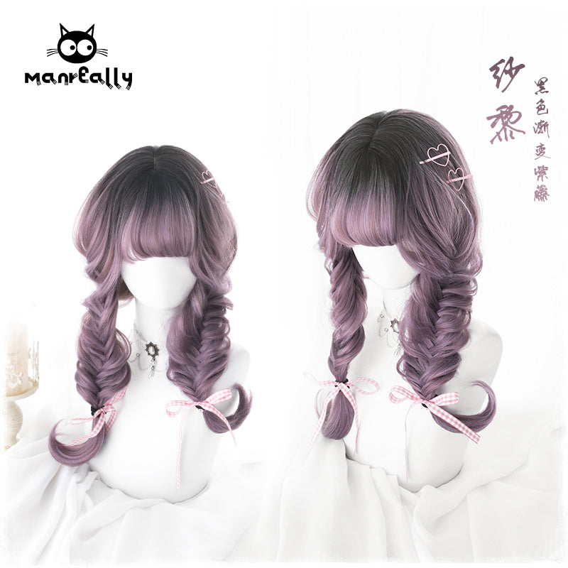 Lolita Black-Purple Gradient Long Curly Wig