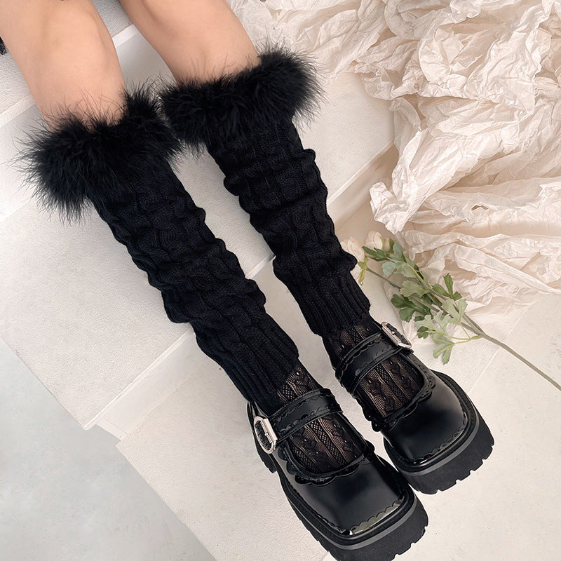 Furry Knit Leg Warmers