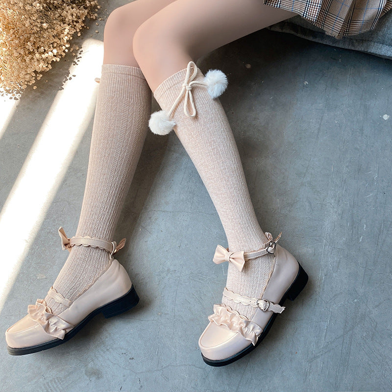 Sweet Lolita Stockings With Small Pom Poms