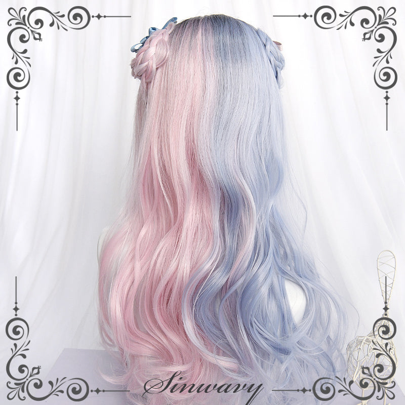 Fantasy Pink&Blue Mid-length Curly Lolita Wig