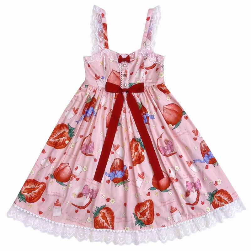 JSK♥ Ready to Ship♥Strawberry Peach♥ Sweet Lolita Dress JSK