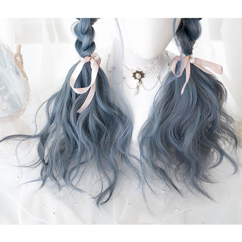 Dusty Blue Lolita Harajuku Long Curly Wig