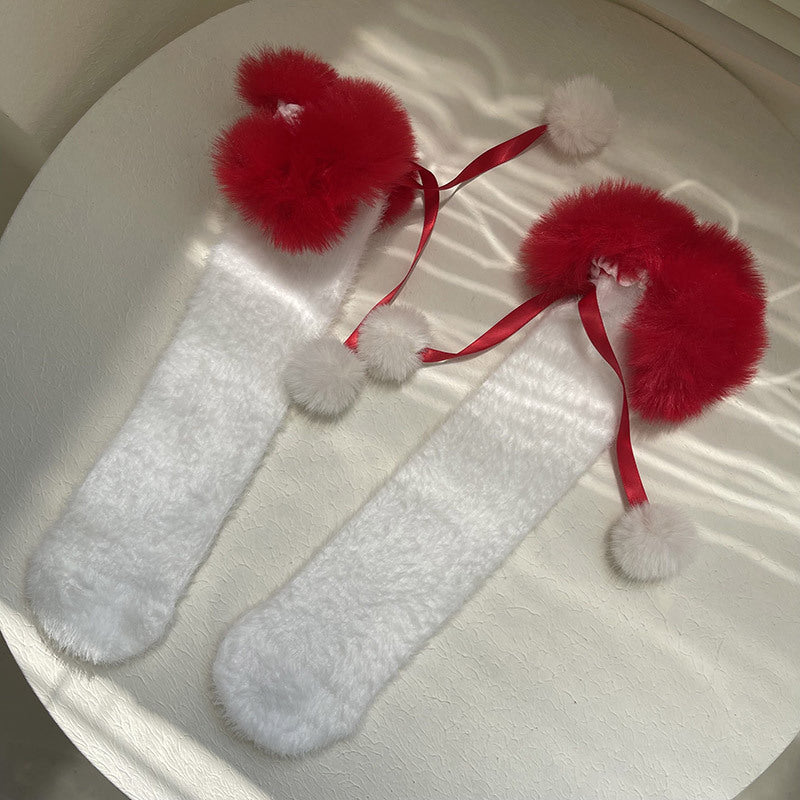 Merry Christmas Lolita Stockings With Small Pom Poms