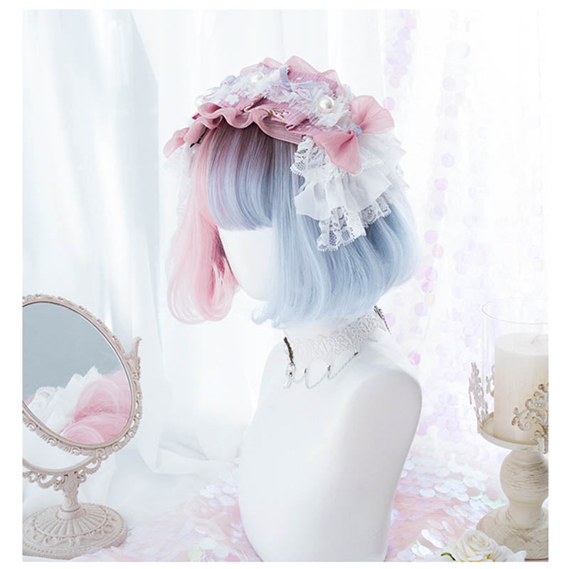 Tea Dyed Blue Pink Gradient Lolita BoBo Wig