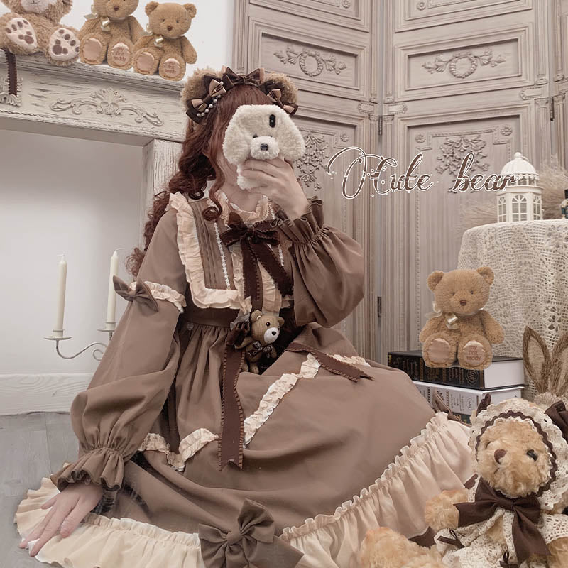 OP Dress♥Ready to Ship♥Caramel Teddy Bear♥Sweet Lolita Dress