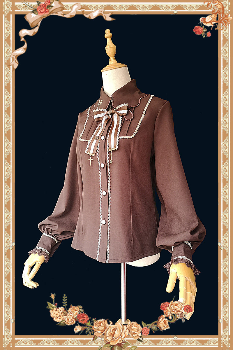 Chocolate Sauce Long-sleeved Blouse