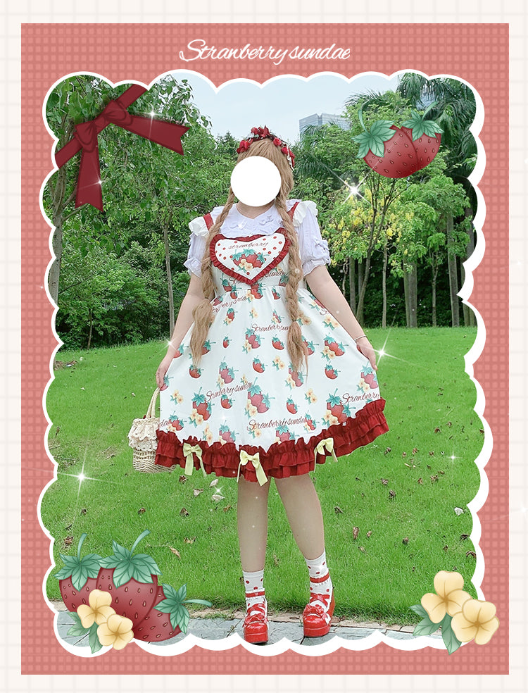 JSK Dress♥Ready to Ship♥ Strawberry Sundae ♥Sweet Lolita Dress