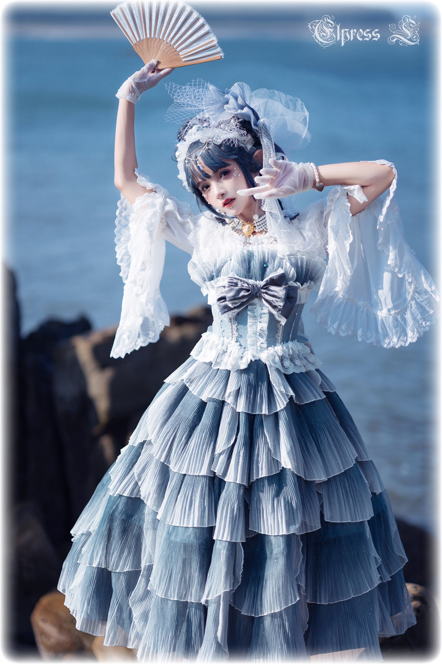 JSK Set♥Ready to Ship♥Fish Scale♥Elegant Hime Lolita Dress