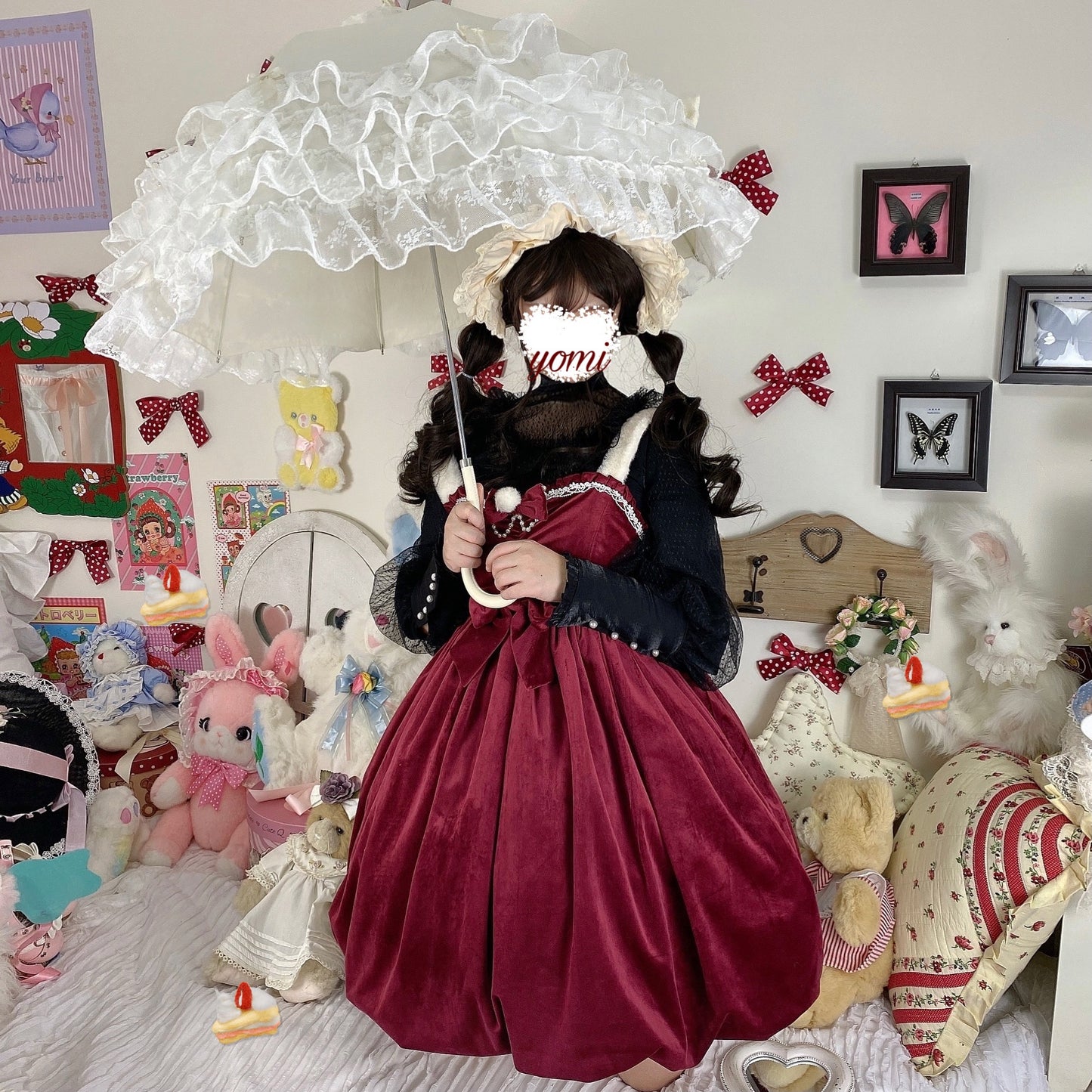 JSK ♥Ready to Ship♥Frosting Pink Sweetheart ♥ Velvet Classic Lolita Dress
