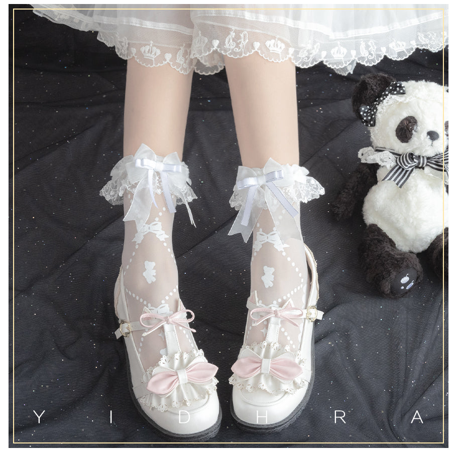Little Bear Jelly & Bunny Jelly Drops Lolita Short Socks By Yidhra