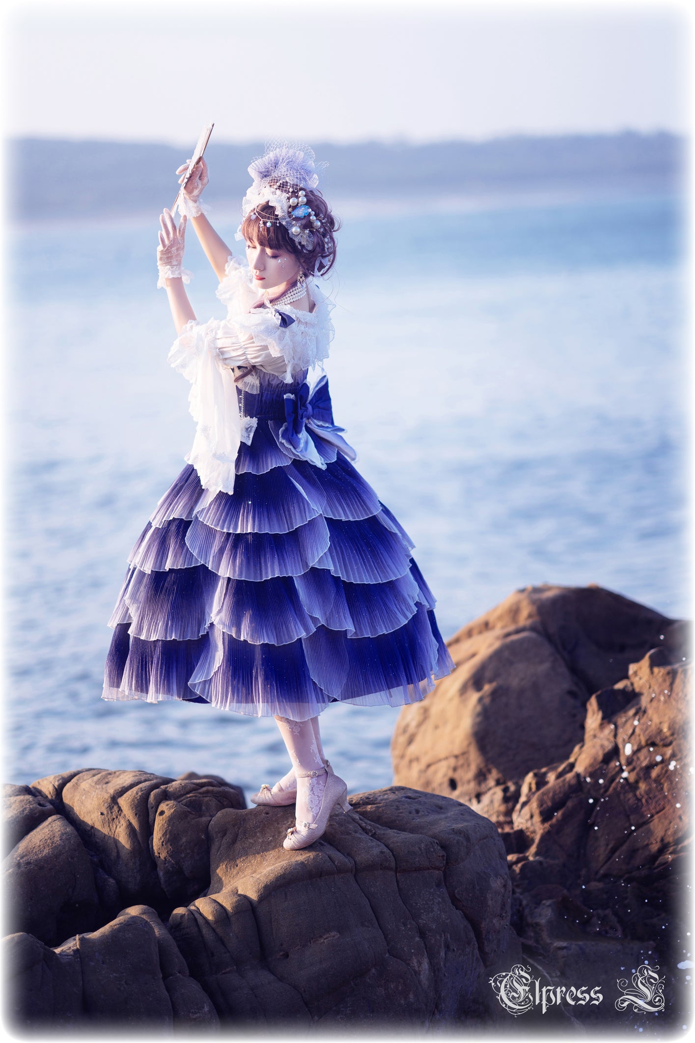 JSK Set♥Ready to Ship♥Fish Scale♥Elegant Hime Lolita Dress