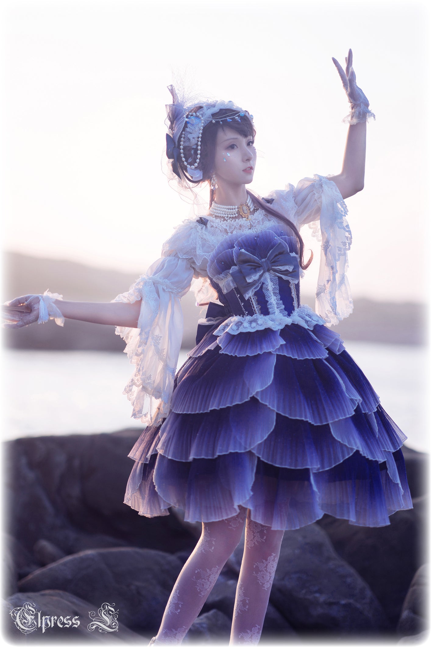 JSK Set♥Ready to Ship♥Fish Scale♥Elegant Hime Lolita Dress