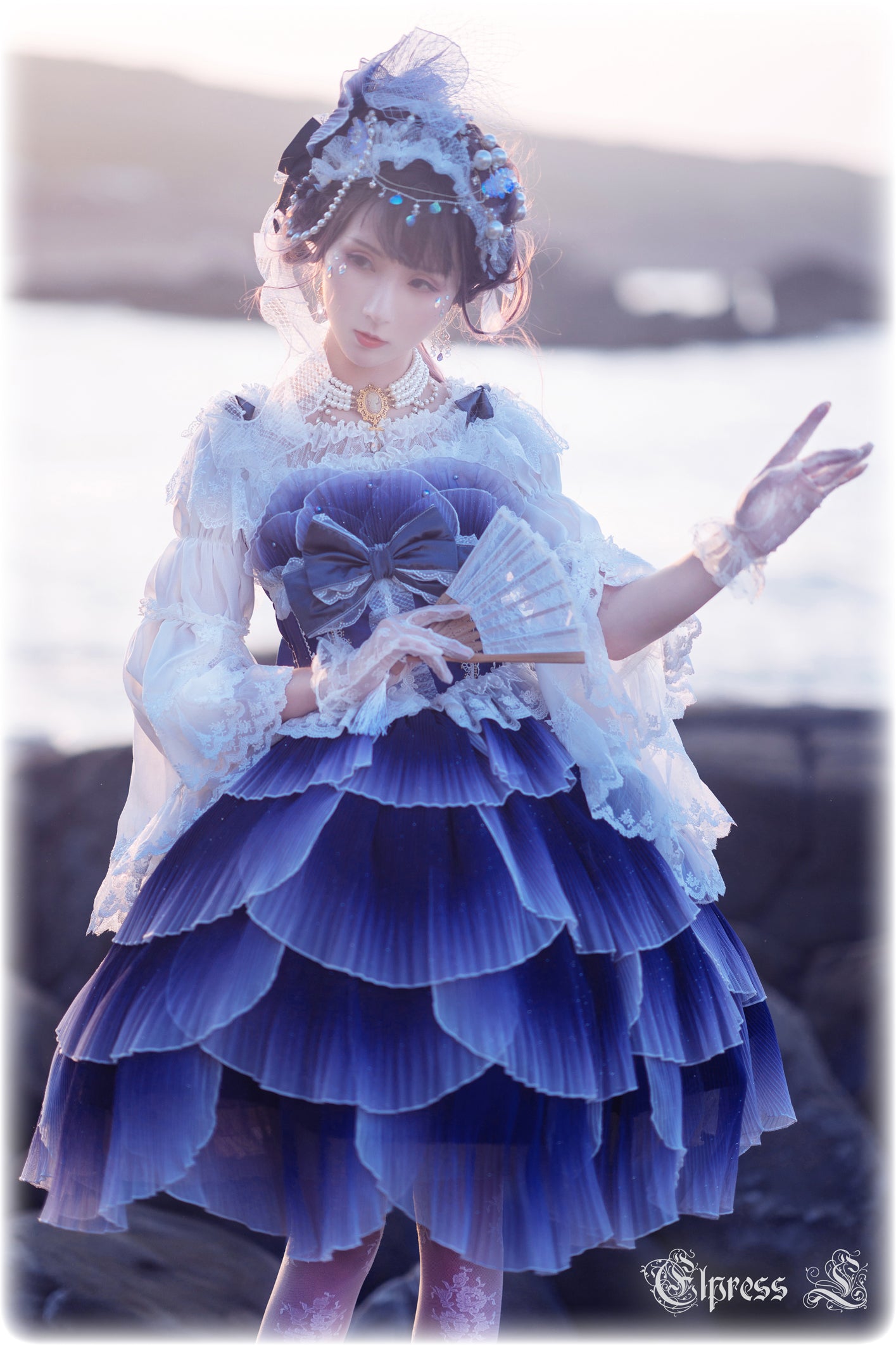JSK Set♥Ready to Ship♥Fish Scale♥Elegant Hime Lolita Dress