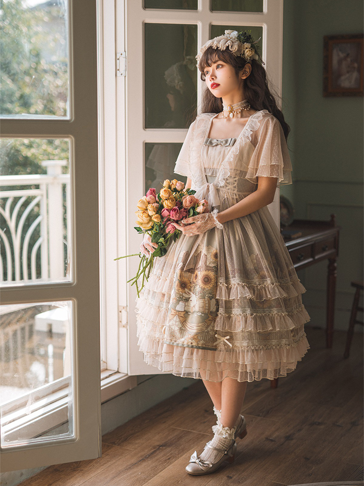 JSK & Lace Overall ♥Ready to Ship♥Sunflower Story♥Sweet Lolita Dress
