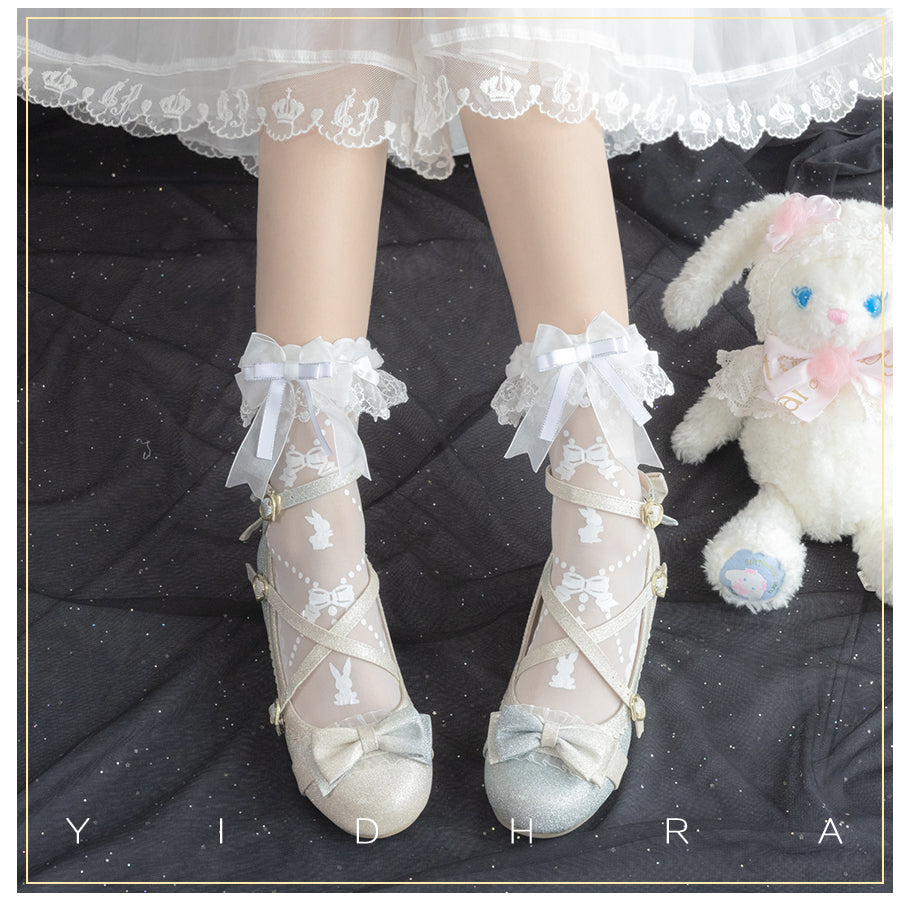 Little Bear Jelly & Bunny Jelly Drops Lolita Short Socks By Yidhra