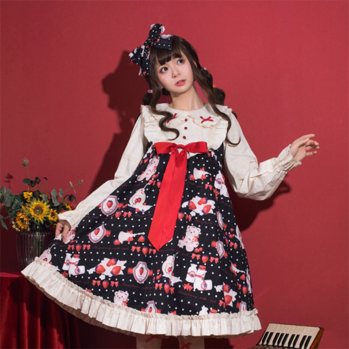 OP/ JSK♥ Ready to Ship♥Strawberry Milk Jug ♥Peter Pan Collar Sweet Lolita Dress