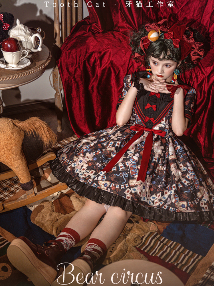 OP♥Ready to Ship♥Bear Circus♥Sweet Lolita Dress