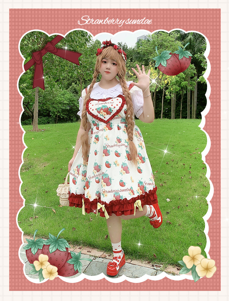 JSK Dress♥Ready to Ship♥ Strawberry Sundae ♥Sweet Lolita Dress