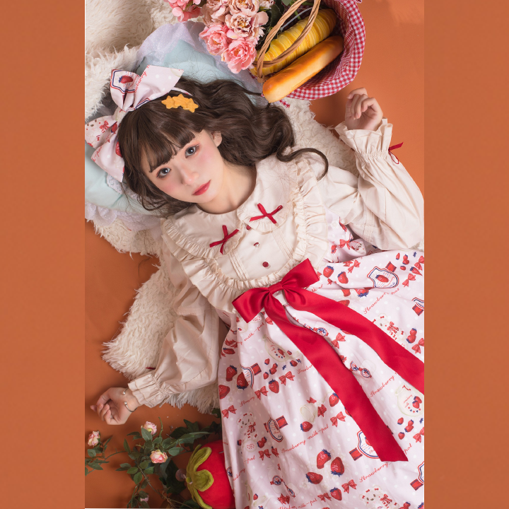 OP/ JSK♥ Ready to Ship♥Strawberry Milk Jug ♥Peter Pan Collar Sweet Lolita Dress