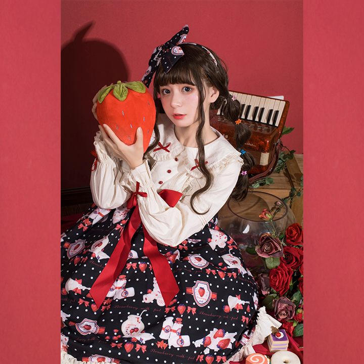 OP/ JSK♥ Ready to Ship♥Strawberry Milk Jug ♥Peter Pan Collar Sweet Lolita Dress