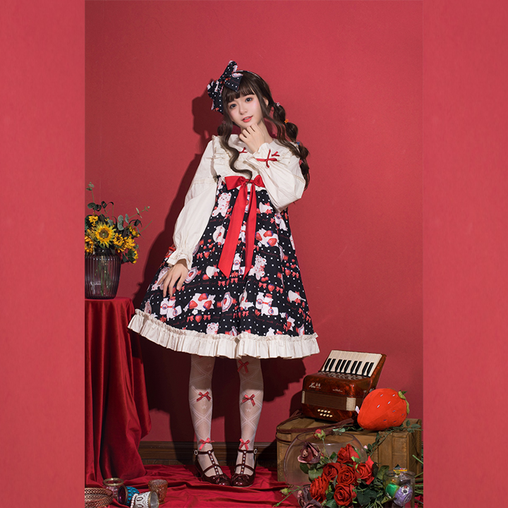 OP/ JSK♥ Ready to Ship♥Strawberry Milk Jug ♥Peter Pan Collar Sweet Lolita Dress