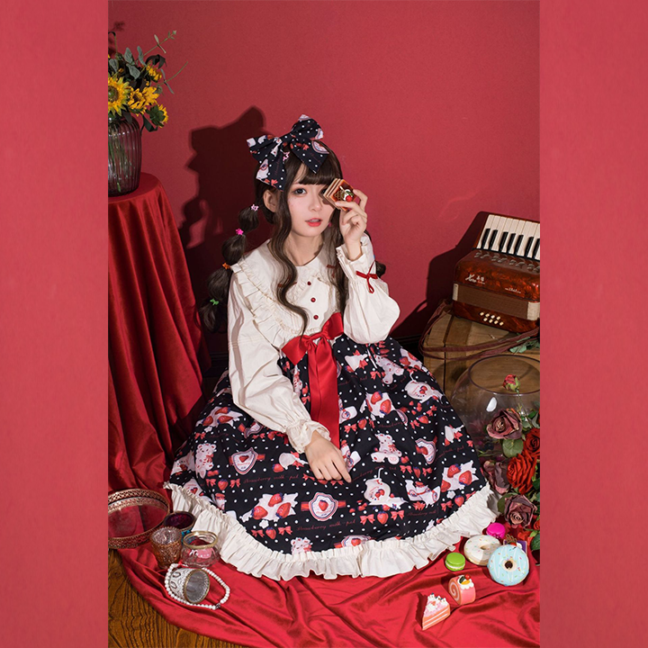 OP/ JSK♥ Ready to Ship♥Strawberry Milk Jug ♥Peter Pan Collar Sweet Lolita Dress