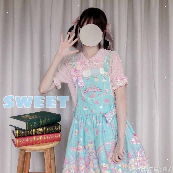 Short Sleeve Plaid Blouse by Daydream