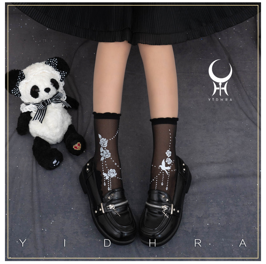 Nightingale And Rose Lolita Short Socks By Yidhra