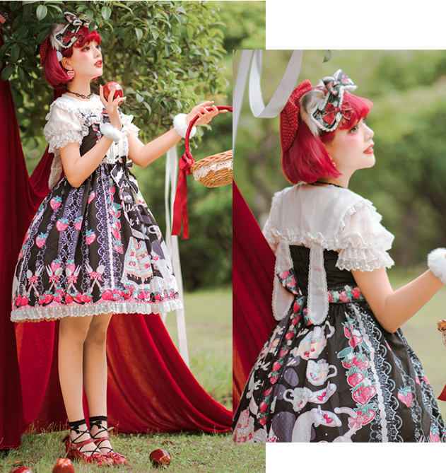 JSK ♥Ready to Ship♥Strawberry Cat♥ Sweet Lolita JSK Dress