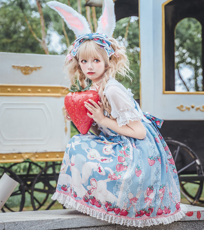 JSK ♥Ready to Ship♥Strawberry Cat♥ Sweet Lolita JSK Dress