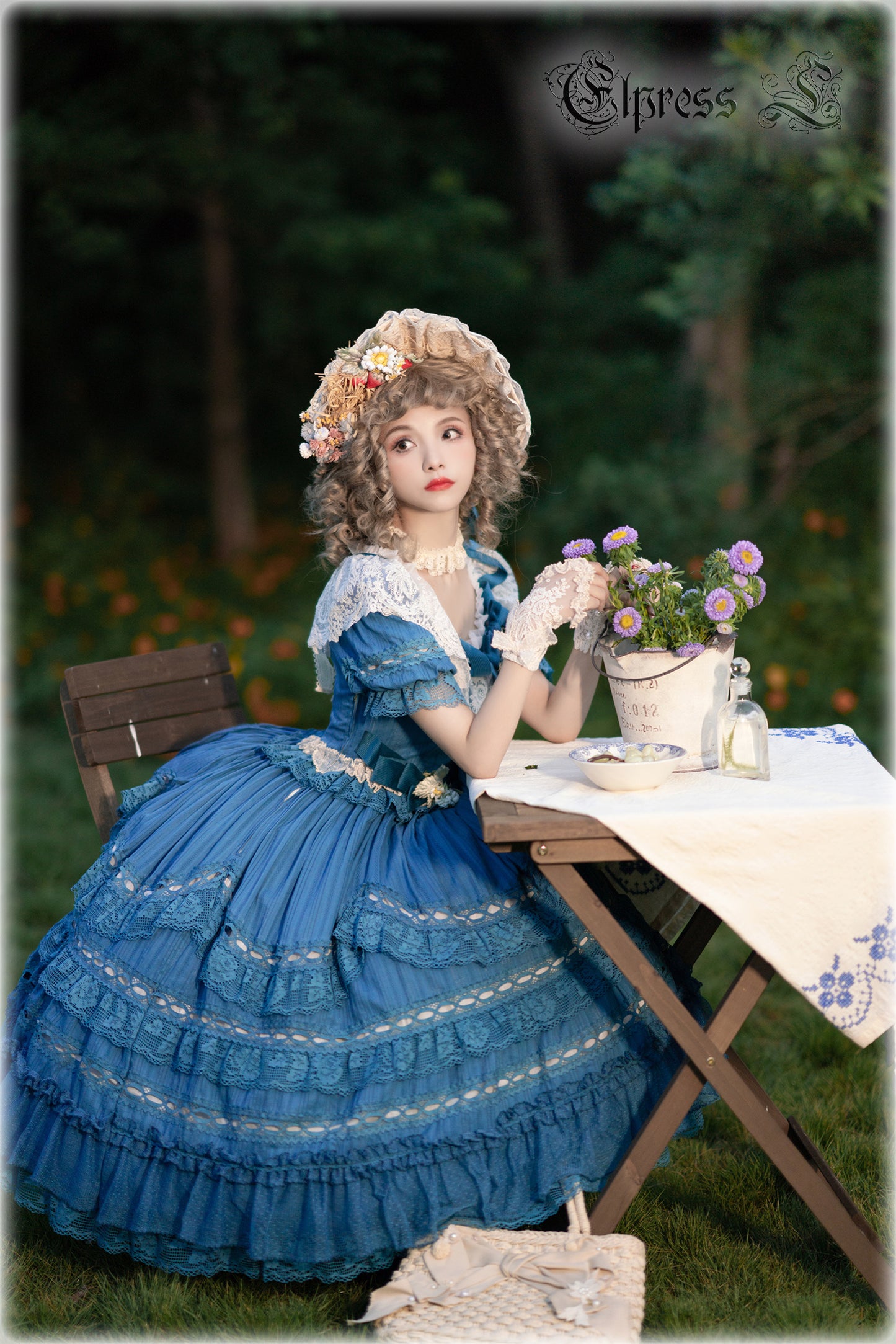 OP Dress Full Set♥Pre-order 3 months♥ Xingxiang Blue Color ♥Sweet Lolita Dress