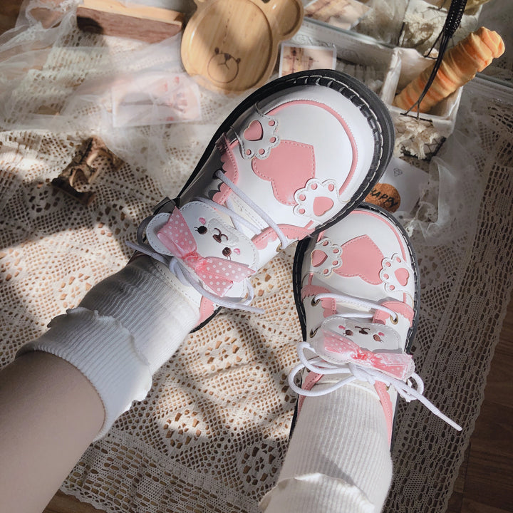 Sweet Round Head Lace-up Teddy Bear Lolita Shoes