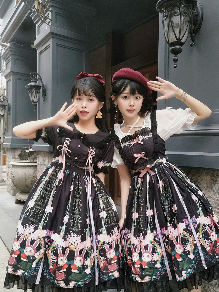 OP&JSK Dress♥Ready to Ship♥ Picnic Bunny ♥Sweet Lolita Dress